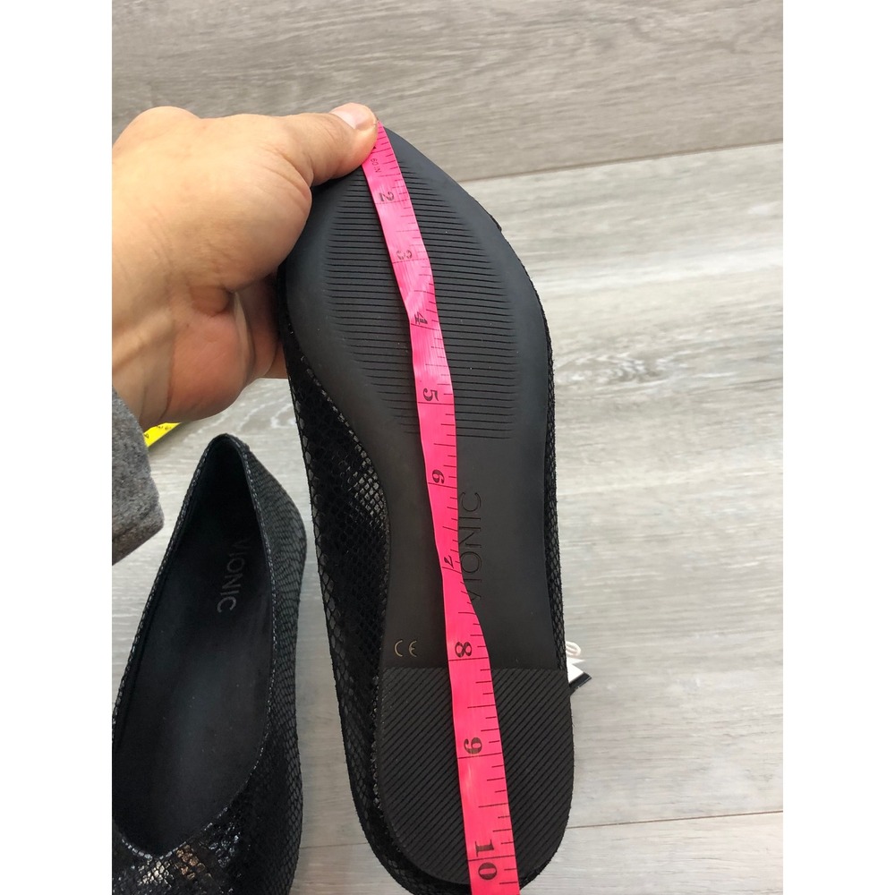 Vionic Black Snake Embossed Pointed Toe Flats Sli… - image 9